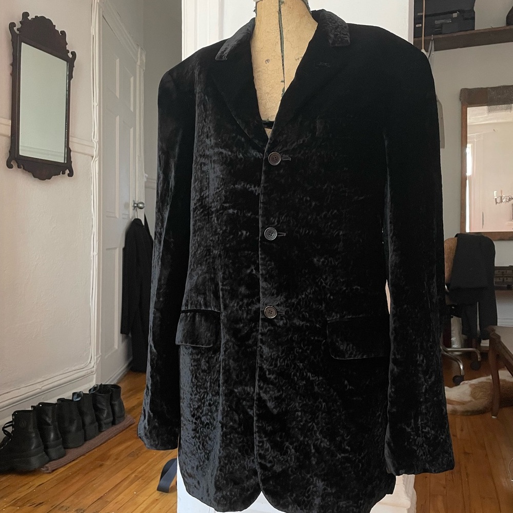 Vintage Versace Versus crushed velvet pattern men jacket suit